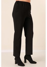 Resim By Saygı Beli Lastikli Yandan Cepli En Boy Likra Çımalı Büyük Beden Pantolon-35278-siyah Siyah 