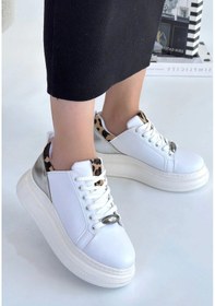 Resim Biçomi Gasta Beyaz Cilt Gümüş Detaylı Bağcıklı Spor Ayakkabı Çok Renkli 