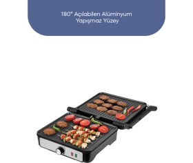 Resim Inox Izgara ve Tost Makinesi 2000W, Gri, Pratik ve Şık Tasarım 