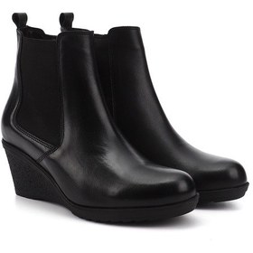 Resim Gönderi R Siyah Fermuarlı Dolgu Topuklu Hakiki Deri Chelsea Bot Siyah 