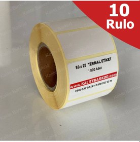 Resim 50X25Termal Etiket 10 Rulo Barkod Etiket Kalite Barkod 