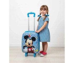 Resim Nishev.com Evini Sev Kabartmalı Çocuk Valizi - Mavi Simli Çekçekli Bebek ve Çocuk Bavulu 