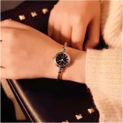 Resim Toz Vintage Metal-Siyah Ince Bileklik Yuvarlak Vintage&retro Saat 