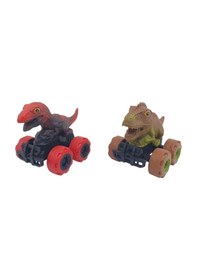 Resim Sürtmeli Dinazor Arabalar 2'li - 12 Cm - Triceratops & Stegosaurus Diğer 