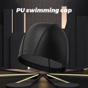 Resim 1 adet PU Yüzme Kapağı - Esnek, Rahat, Uzun Saçlar için Kulak Koruma - Yetişkin Yüzme Eğitim Kapağı, Siyah, Yüzme Ekipmanı | Şık Yüzme Kapağı | Pürüzsüz Dokulu Kapağı 