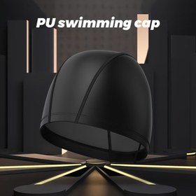 Resim 1 adet PU Yüzme Kapağı - Esnek, Rahat, Uzun Saçlar için Kulak Koruma - Yetişkin Yüzme Eğitim Kapağı, Siyah, Yüzme Ekipmanı | Şık Yüzme Kapağı | Pürüzsüz Dokulu Kapağı 