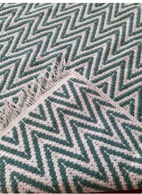 Resim Pamuklu Cotton Kilim Çift Taraflı Yıkanabilir Dekoratif 80x150 - Mint V1 Siyah - Beyaz 