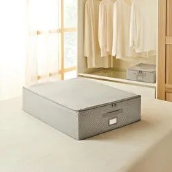 Resim Büyük Boy Gri Balıksırtı Destekli Kutu Hurç 55 X 70 X 18 Cm 