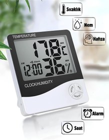 Resim MorBebe Bebek Oda Termometresi I Dijital Oda Termometresi I Derece Termometre Isı Nem Saat Alarm Mini 