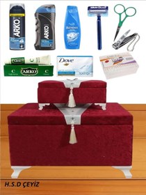 Resim Sonem Çeyiz Çeyiz Sandık Gelin Damat Kozmetik Makyaj Sandığı 2li 1115 