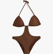 Resim Koton Astarlı Boyundan Bağlamalı İpli Mayokini Kahverengi 5sak20043mm Kahve Kahverengi 