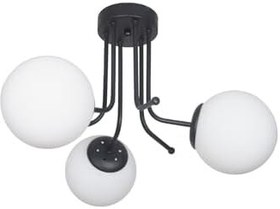 Resim Fer Avize Daisy Lüks Modern Tasarım Plafonyer Siyah Renk Beyaz Camlı Salon - Mutfak - Yatak Odası 3 Lü Avize 