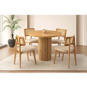 Resim Mobilgen Kuzey Sandalye Hilton 100+35 75 Açılabilir Masa Takımı Naturel 