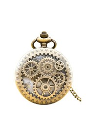 Resim Vintage Köstekli Çarklı İşlemeli Bronz Cep Saati 