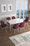 Resim Canisa Concept Han Serisi 70x114, Açılabilir Mdf Mutfak Masa Takımı, Beyaz Masa Ve 4 Siyah Sandalye 