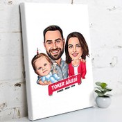 Resim Kız Çocuklu Mükemmel Aile Karikatürlü Kanvas Tablo 