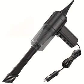 Resim 65W yüksek güçlü motorlu, hafif ve sessiz çalışan kompakt 12V araba elektrikli süpürge, aksesuar kiti dahil, hızlı temizlik için ideal, 3-5 metre kablo 