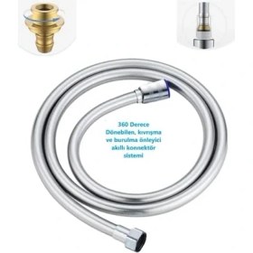 Resim 170CM Pvc Banyo Duş Hortumu - G1/2 Bağlantılı, Yüksek Basınç Dayanımlı, Esnek ve Dayanıklı, 2 Yıl Garantili, 3 Adet Kauçuk Conta ile 