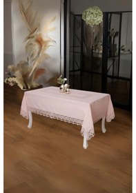 Resim Beril Lüx Dantelli Keten Kumaş Pudra Masa Örtüsü 160x230 Cm - 1124 Çok Renkli 