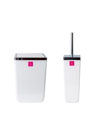 Resim Primanova Toskana Beyaz Tuvalet Fırçası ve 6Lt Çöp Kovası 