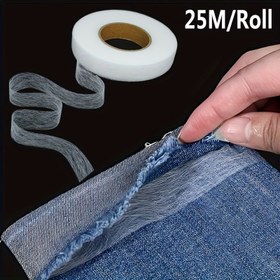 Resim 1 adet Hemline Yardımcı Ütüyle Yapışan Kenar Şeridi, 24,69 metre, Dikiş, DIY El Sanatları, Patchwork için Naylon Astar - Kolay Uygulama, Güçlü Yapışma, Yıkanabilir, Yırtılmaya Dayanıklı, Beyaz/Siyah 