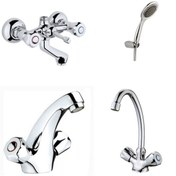 Resim Erce Klasik Banyo Kartal Lavabo + Eviye Bataryası Duş Takımı 