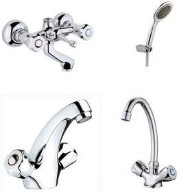 Resim Erce Klasik Banyo Kartal Lavabo + Eviye Bataryası Duş Takımı 