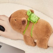 Resim Kapibara peluş oyuncak, kaplumbağa sırt çantası ile - Yumuşak polyester dolgulu hayvan, çocuklar ve koleksiyoncular için ideal hediye, 0-3 yaş arası için mükemmel, yeşil kabuk ve aski ile oyuncağa uygun tasarımlı | Düşünceli Tasarım | Dayanıklı Oyuncak 