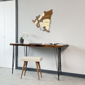 Resim Nikaragua Ahşap Duvar Haritası - 3D ve Çok Renkli - Ahşap Duvar Dekoru - 40x39 cm 