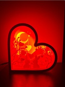 Resim Dgrk 3d Basım Özel Filament Işıklı Gölge Kutusu Özel Tasarım Gece Kırmızı 