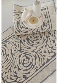 Resim 2'li Zemini Renkli %100 Pamuk Ayak Havlusu İndigo 