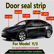 Resim Honeybeeshop Tesla Model 3/y İçin Siyah 6'lı Küçük Paket Seti Kapı Kenar Toz Önleyici Kauçuk Contalar A B C Sütun Koruma 