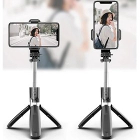 Resim Asfal Go Pro Uyumlu Bluetooth Kumandalı Katlanabilir 100 cm Selfie Çubuğu Özçekim Tripod Çubuğu 