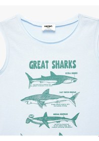 Resim Koton Bisiklet Yaka Kolsuz Pamuklu Mavi Erkek Çocuk Kolsuz T-shirt 6skb30006tk 