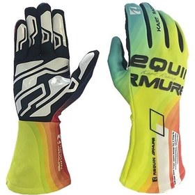 Resim Chuangyinshop Gradient - Red Yellow Blue L All-season Anti-slip Racing Gloves Kayak Karting Motorcycle Bmx İçin 