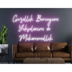 Resim Güzellik Burcuyum Yükselenim De Mükkemmellik Yazılı Neon Tabela Pembe 