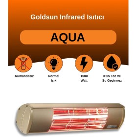 Resim Goldsun Aqua 1500 Watt GSA15 Kumandasız Suya Dayanıklı Elektrikli İnfrared Isıtıcı-Bej 