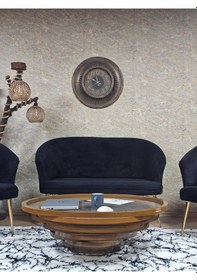 Resim Zafir Teddy Takım Gold Kaplama Sivriltme Ayak Çay Seti Koltuk - Berjer , Balkon, Salon, Ofis Siyah 