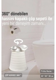 Resim Çöp Kovası Bas-çek Kapaklı Çöp Kutusu Banyo Çöp Kovası Beyaz 7 Litre Beyaz 