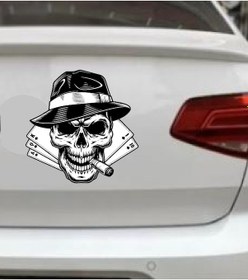 Resim Kurukafa Poker Iskambil Kağıdı Skull Sticker - 00332 12X12 Cm 