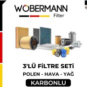 Resim Wöbermann Volvo S80 1.6 D2 Filtre Bakım Seti 2012-2015 3lü Karbonlu Yetkili Satıcıdan Orijinal Aynı Gün Kargo
