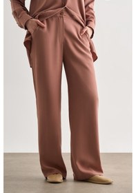 Resim Mizalle Karamel Rengi Kemerli Rahat Kesim Modal Pantolon Karamel 