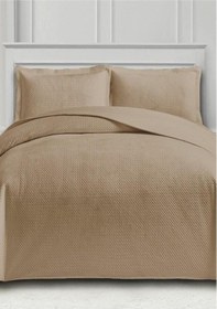 Resim Toskana Çift Kişilik Lüks Kadife Yatak Örtüsü Cappucino Cappuccino 