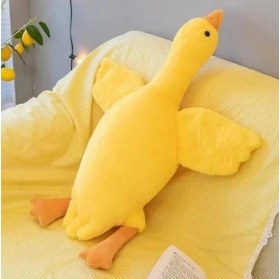 Resim Sevimli Peluş Uyku Arkadaşım Kaz 75 Cm- Uçan Kaz Morton Uyku Yastığı Sarı 