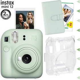 Resim Fujifilm Instax Mini 12 Fotoğraf Makinesi + 20'lu Film + Laporta Albüm + Şeffaf Kılıf Seti Yeşil 