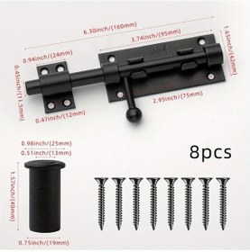 Resim Globalbloom Siyah 6.3in Paslanmaz Çelik Sürgü Kapı Mandalı 304 Kalite Ahşap Kapılar İçin 
