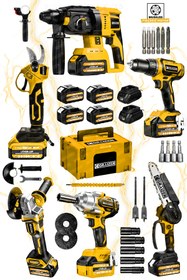 Resim Graizer Profesyonel 6’lı Akülü Makine Seti Akülü Taşlama Budama Kırıcı Delici Makas Somun Sökme Vidalama 