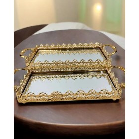 Resim Yeşil Dekoratif Söz Nişan Tepsisi, Şık ve Zarif Tasarım. 