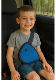 Resim Çocuk Emniyet Kemeri Düzenleyici Mavi Renk Araç İçi Güvenlik Ve Konfor Aksesuarı 