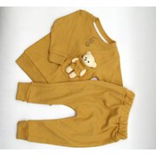 Resim Beyaz Bebek Ayılı Cepli Filamalı Sweat Eşofman Pijama Bebek Takım 2’li Takım 8547 